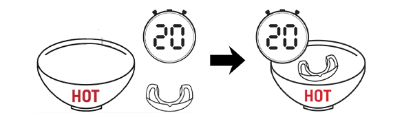 If you are fitting a new mouthguard let it rest for 20 seconds and reheat again for 20 seconds