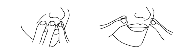 Press on the outside of your lips and cheeks to further form a snug custom fit.