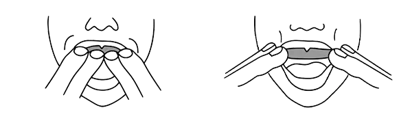 Using firm finger pressure, press on the outside and the inside of your teeth for 60 seconds to mould the mouthguard securely around your teeth.