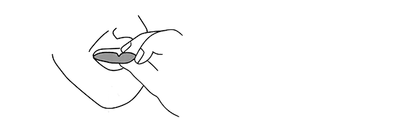 Remove the mouthguard by placing fingers at the top border of the guard and pull the mouth guard directly down.